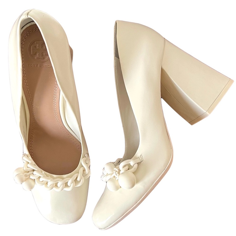 SOLD Tory Burch Leather Addison 95mm Pump Heals Ivory White Size 10 NWOT